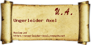 Ungerleider Axel névjegykártya